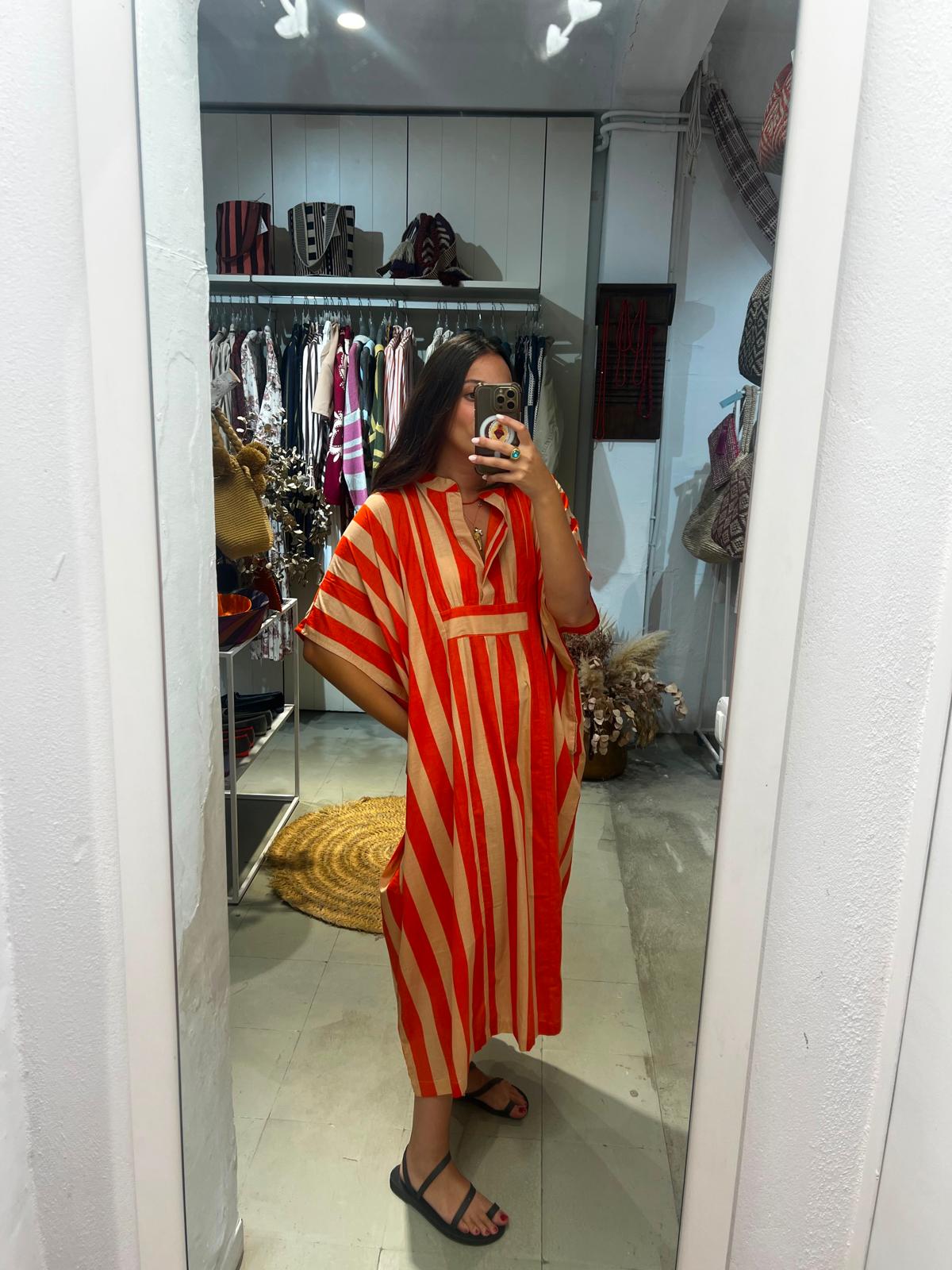 CAFTAN MENORCA NARANJA-ARENA