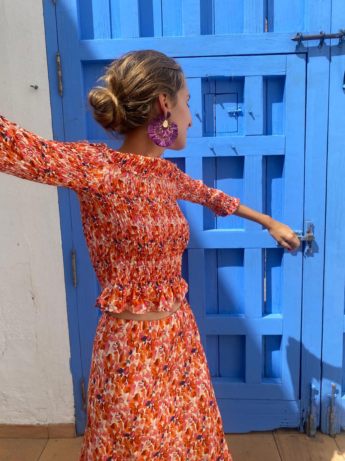 CONJUNTO TOP Y FALDA FLORES