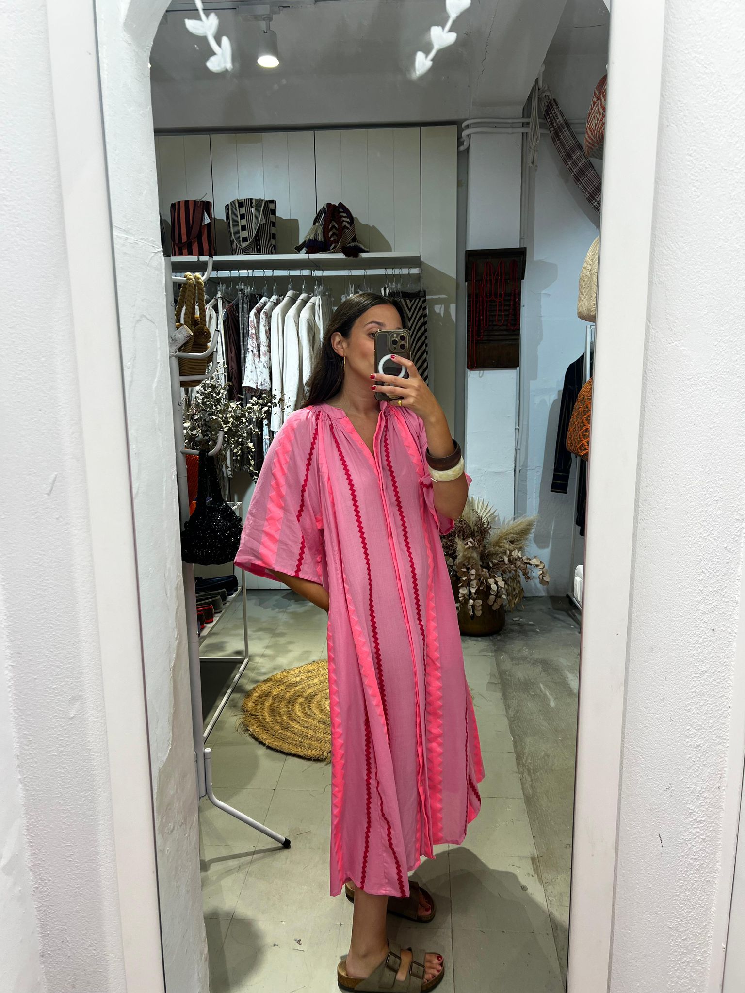 Vestido IKAT ROSA FLUOR