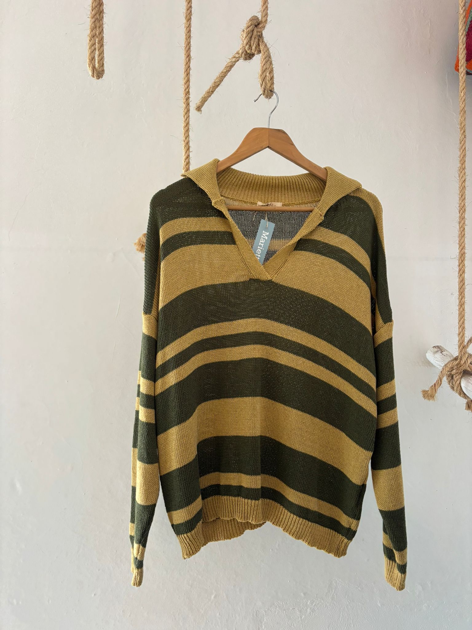 JERSEY POMBO HILO ALGODON MOSTAZA